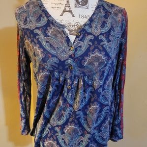 Lucky Brand Blue Paisley Blouse